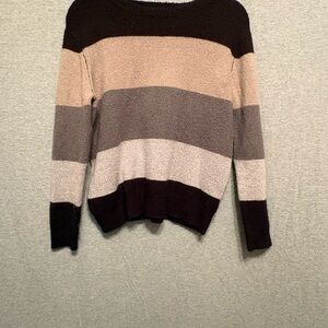 Philosophy Striped Crew Neck Sweater - Black, Brown, Gray, Cream